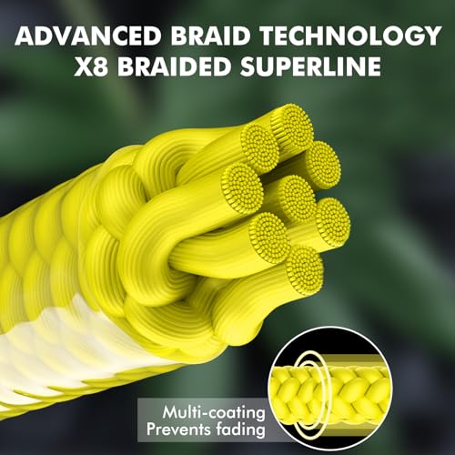 TRUSCEND X8 Braided Fishing Line, Durable and Valuable PE Braid Line for Professional, More Thinner More Smoother Performance for Casting Well, Must-Have Freshwater Fishing Gear, Fishing Gift for Men - color: Yellow, size: 6 LB (300 yards)