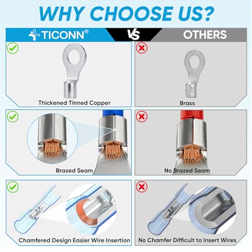 TICONN 120Pcs Heat Shrink Wire Connectors, Waterproof Automotive Marine Electrical Terminals Kit, Crimp Connector Assortment, Ring Fork Spade Butt Splices - style: 120PCS Combo