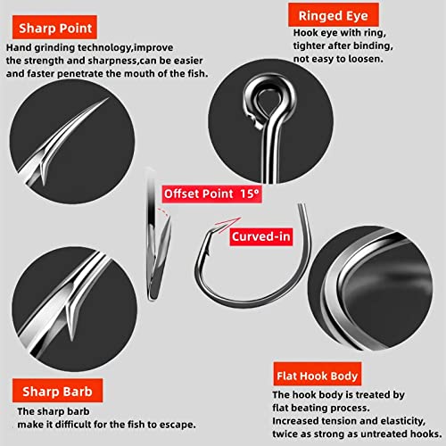 Circle Hooks Fishing Hooks 2X Strong 170PCS/Box|220PCS/Box Octopus Catfish Fish Bulk Fishing Hooks Set Saltwater Freshwater Gear Equipment#1 1/0 2/0 3/0 4/0 5/0 6/0 8/0 10/0 - color: BLACK-170PCS