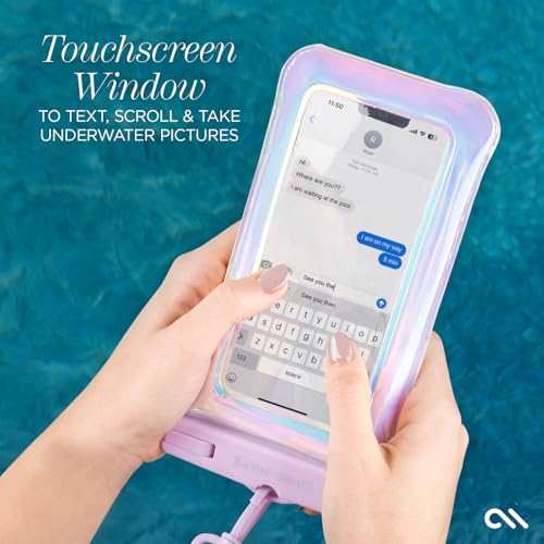 Case-Mate Soap Bubble IP68 Waterproof Large Phone Pouch - Iridescent | Zip Pocket for 3 Cards & Cash - Floating Phone Case w/Crossbody Lanyard -Fits All Phones -Beach Cruise Ship Travel Essentials - color: Iridescent w/ Zip Pocket
