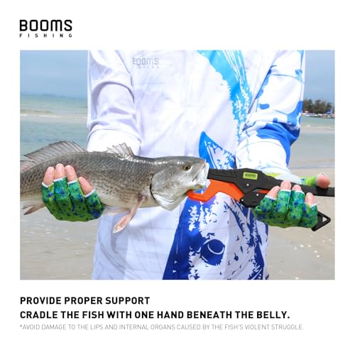 Booms Fishing G05 Lip Gripper Saltwater, 9.4" Plastic Catfish Grippers Pliers, Grabber Tool With Lanyard, Grips for Kayak Fishing Accessories, Great Holder for Caught Fish - color: Orange