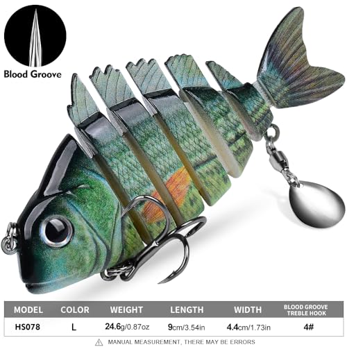 Crankbait Fishing Lure Pike Muskie Lures Lifelike Multi Jointed Swimbait Segement Hard Minnow Bait Treble Hook - color: HS078JKL-3pcs/set