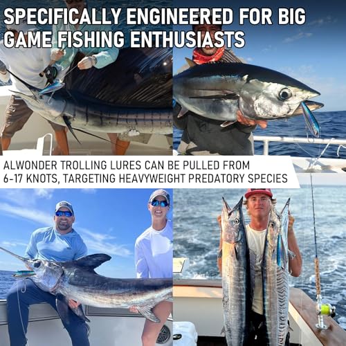 Alwonder High Speed Trolling Lures Up to 17 Knots Saltwater Fishing Lures Sinking Hard Baits 6-3/4”/7.5oz with Heavy-Duty 7/0 Hook Deep Diving Jerkbait Fishing Plug Offshore Lure for Marlin Tuna Wahoo - color: Chrome Bule