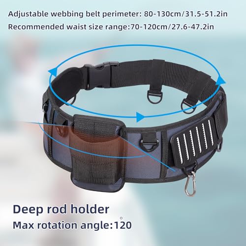 PELLOR Fishing Belt Rod Holder Adjustable Fishing Wading Belt - color: Navy Blue（without Detachable Bag）