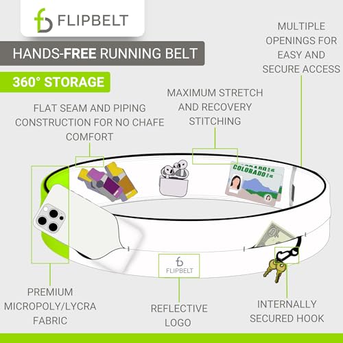 FlipBelt Classic Running Belt, Phone Holder for Running, Money Belt Pouch - color: Carbon, size: Small