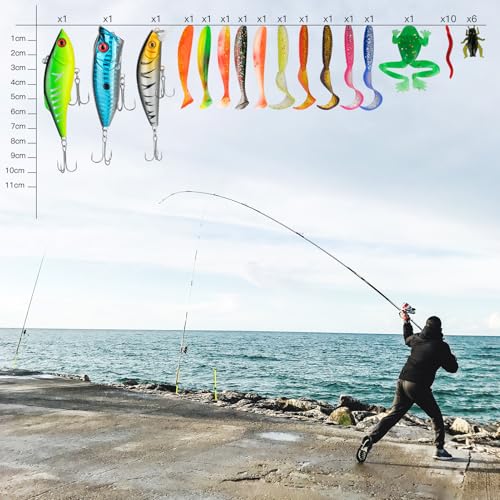 WITOROR Fishing Lures, Tackle Box with Tackle Included, Crankbaits, Soft Plastic Baits, Hooks, Weights & Fishing Accessories, Freshwater Fishing Gear Kit for Bass, Trout, Walleye & Beginners - size: 144pcs Basic Kit
