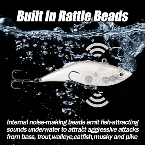Lipless Crankbait Rattle Trap Fishing Lures Topwater Bass Fishing Lures for Walleye Trout Musky Long Casting Distance Freshwater Saltwater 2.96in/0.39oz FS/YE-06 - style: B,10pcs
