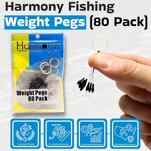 Harmony Fishing - Weight Pegs for Lead or Tungsten Worm/Flipping Weights (8 Pack = 80 Pegs)
