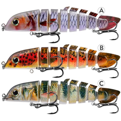 Crankbait Fishing Lure Pike Muskie Lures Lifelike Multi Jointed Swimbait Segement Hard Minnow Bait Treble Hook - color: HS075ABC-3pcs/set