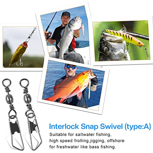 AGOOL Fishing Swivels Snaps, 60/120pcs Barrel Swivel Safety Snaps Stainless Steel Swivels Fishing Tackle Lure Leader Line Connector High Strength for Saltwater Freshwater - size: #10