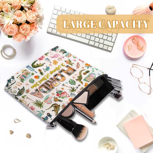 Florida Makeup Bag, Florida Gifts For Women Friends, Vacation Souvenirs Makeup Pouch, Travel Toiletry Bag With Zipper, Birthday Anniversary Christmas Gifts For Best Friend Bestie Her - color: Florida