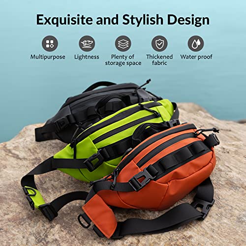 THKFISH Fishing Waist Pack, Fishing Tackle Bag Waterproof Fanny Pack for Women & Men Portable Sling Bag - color: BLACK-REGULAR