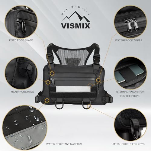 VISMIX Waterproof Running Chest Pack, Lightweight Sports Chest Bag For Workouts, Running, Cycling, Skiing
