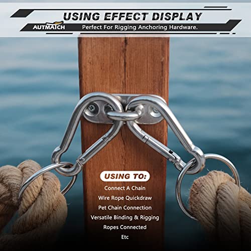 AUTMATCH Carabiner Clips, 3" Spring Snap Hook Caribeener Clips Buckle Pack Grade Heavy Duty Carabiners Quick Link for Camping, Fishing, Hiking, Traveling, 4 Pack - style: Stainless Steel - Silver
