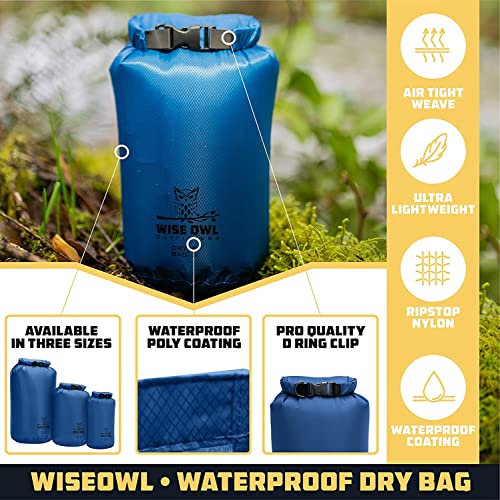Wise Owl Outfitters Waterproof Dry Bag 3-Pack – Lightweight & Airtight 5L/10L/20L Small & Large Dry Bags for Kayaking, Beach, Travel, Boating, Hiking - color: Blue