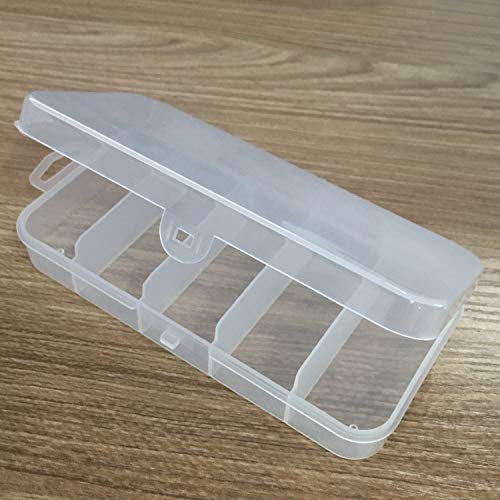 3pcs Multifunctional Portable 5-Grid Clear Visible Plastic Fishing Tackle Accessory Box 5 Compartments Jewelry Making Findings Organizer 4.96 x 2.44 x 1 Inch