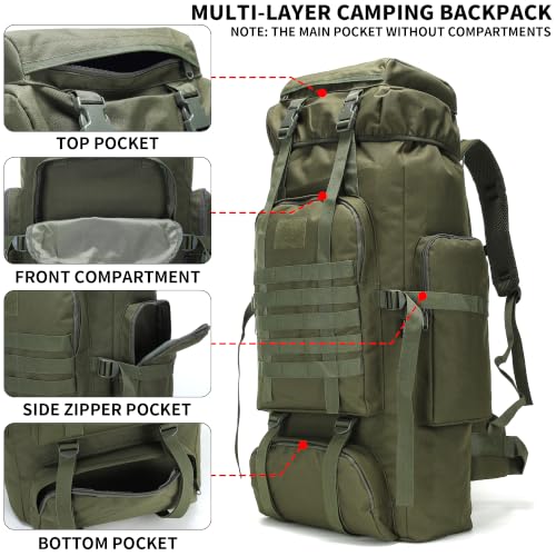 Hiking Backpack for Men 70L/100L Camping Backpack Military Rucksack Molle 3 Days Assault Pack for Climbing | Camping Backpack - color: 70l-olivegreen