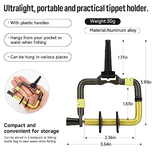KOMCLUB Fly Fishing Tippet Head Gate Dry Fly Fishing Holder Spool Gear for Fly Line Leader Organizer Attach to Fishing Vest - color: Gold