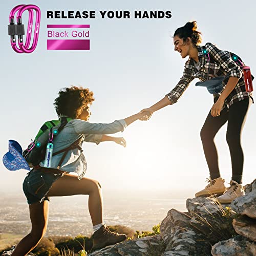 10 Pack 3Inch Aluminum D Ring Key Rings Hiking Clips Locking Carabiner for Hiking Camping Fishing and Outdoor Use，Clips with Screw Gate Multicolored - color: Pink