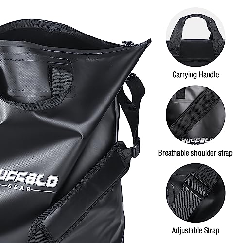 Buffalo Gear Fish Tournament Weigh in Bag for Bass Fishing, Heavy Duty Fish Bag for Caught Fish Waterproof,Leakproof,Puncture Resistant - color: Black-24×25in