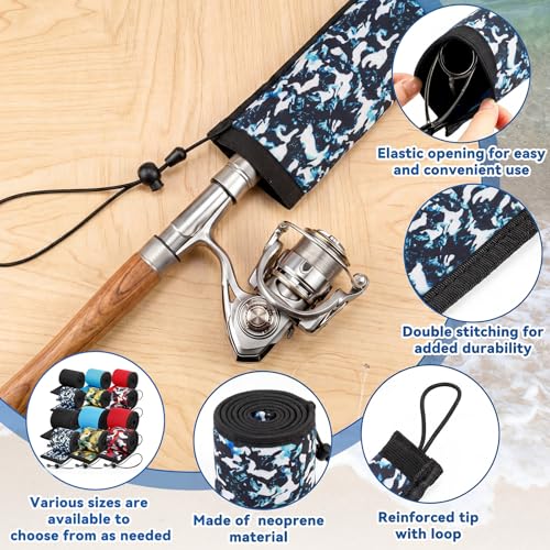 Outus Neoprene Fishing Rod Sleeves, 2.5MM Thick Tangle-Free Covers, Protective Sock for Spinning Casting Rods, Travel Storage - color: Solid Color, size: 65",58"