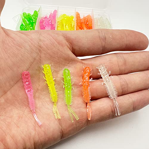 75pcs Crappie Lures Kit - Soft Plastic Coloured Crappie & Panfish Shad Baits - style: B-75pcs