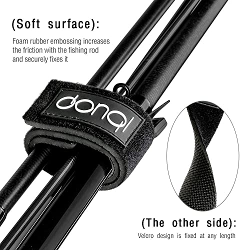 DONQL Fishing Rod Straps Holder Belt, Durable Fishing Rod Carry Straps Adjustable Length 30-54 Inch Fishing Poles Holder Strap Rod Shoulder Belt Travel Tackle Carrier for Freshwater Saltwater, Black