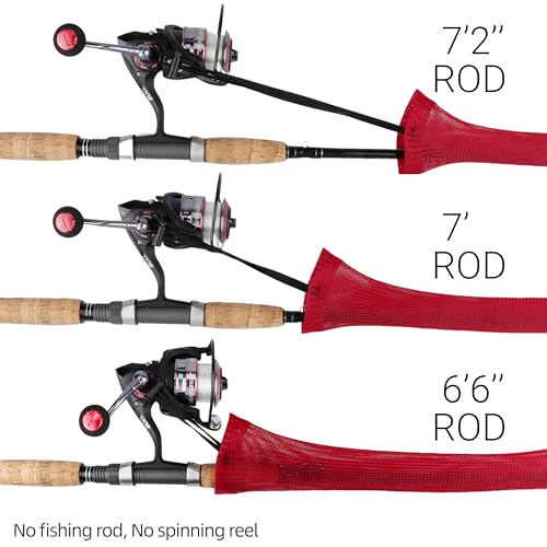 RUNCL Fishing Rod Sleeves & Reel Bags, Spinning/Casting Rod Socks & Spinning/Baitcasting Reel Covers - Protection Solution, Space Saver, Perfect Storage - Fishing Pole Sleeves & Reel Pouch (2 Pack) - color: Casting Rod Sleeves*2pcs+Reel Bags*2pcs,(Red)