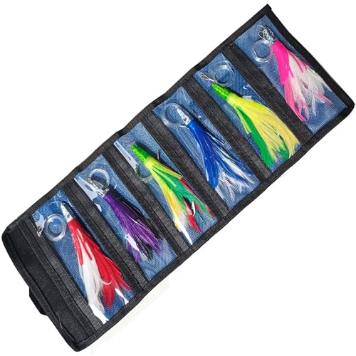 Set 6 Pcs Saltwater Trolling Lure 6.5/7/9 inch Marlin Deep Sea Fishing Bait | For Tuna Dolphin Sailfish Shark Big Game Fishing Tackle - color: 7 inch lure / Portable Handle bag