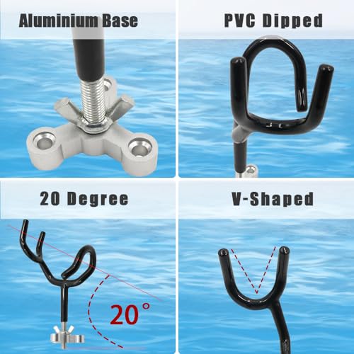 20 Degree Boat Fishing Rod Holder PVC Coated Steel Wire Pole Holders for Boats Anglers - color: Black