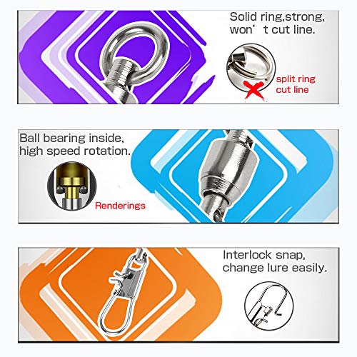 AMYSPORTS Fishing Swivels with Interlock Snap Ball Bearing Swivels Fishing Snap Swivels Saltwater Freshwater Fishing Tackle Leader Lure Jigs Line Fishing Connector - size: size6 (99lb) 25 pcs