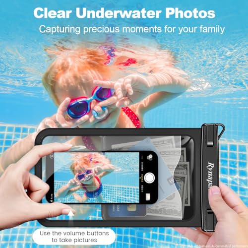 Rynapac Large Waterproof Phone Pouch [Up to 10"] - 2 Pack IPX8 Waterproof Phone Case for iPhone 17 16 15 Pro Max Galaxy S26 Ultra, Touchscreen & Underwater Photography, Beach Cruise Essentials 2026 - color: [Pink + Black] Large Waterproof Phone Pouch, siz
