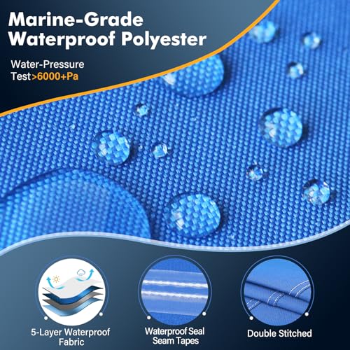 1200D Waterproof Boat Cover - Fits 16' to 18.5' ft Bass, V-Hull, Tri-Hull, Fish & Ski, Runabout Bowrider Boats - Heavy Duty Canvas Blue - color: Pacific Blue, size: Model B: Fits 16'-18.5' L X 94" Beam Width