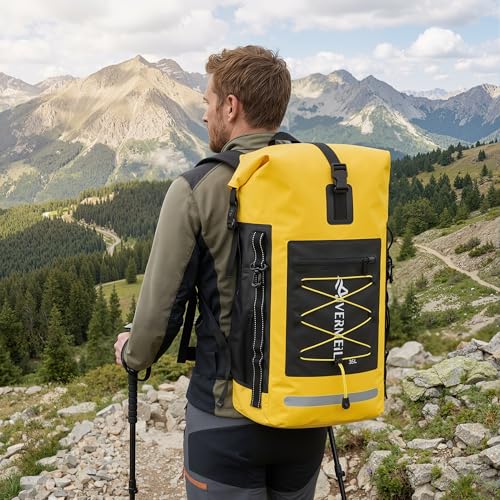 Waterproof Backpack Dry Bag with bungee cord and small waterproof Bag Yellow - color: Yellow, style: Dry Bag + Small Bag