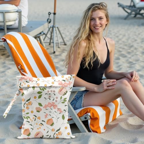 Flower Wet Dry Bags for Diaper Waterproof Swimsuit Washable Reusable Bag for Beach Diapers Dirty Yoga Gym Clothes Plant Gifts for Men Women Friend 12.5x10.2 Inches - color: Flower3