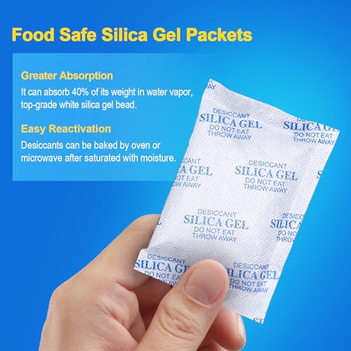 Absorbking Silica Gel Packets, 100 Gram 36 Packs Food Safe Moisture Absorbers, Desiccant Packs for Storage, Reusable Desiccant for Foods, Storage Bins, 3D Filaments, Electronics, Safes - size: 100g(36-pack)