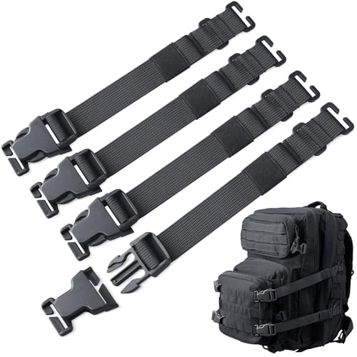 Molle Tactical Backpack Straps 24" Adjustable, Rush Tier System Molle Accessories for Military Assault Backpack Army Rucksack Attachment Nylon Compression Tie Down Strap for Tripod Gear, Sleeping Bag - color: Black 4Packs, style: Style A