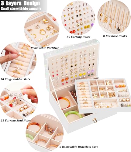 QBestry Jewelry Box for Earrings, Teen Girls Jewelry Organizer Box Earring Holder Organizer for Girls Jewelry Box Stud Earring Organizers for Girls Earrings Jewelry Boxes for Women Bling - color: Bling, size: Medium