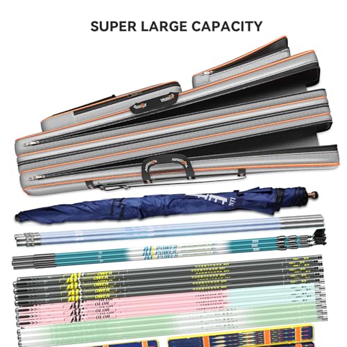 Fishing Rod Case & Bag Triple-Layer - 1680D Oxford, Wire-Reinforced Anti-Deforming, Foldable Portable, Quick-Access Compartments, Fishing Gift for Men Anglers - color: Brown, size: 51.18inch, style: Triple - Layer