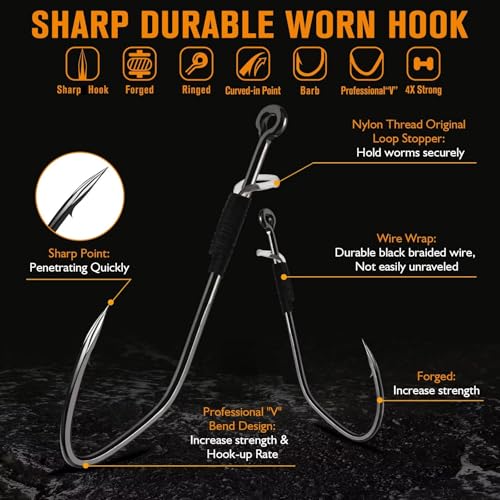 Dovesun Weedless Worm Hooks Wacky Rig Hooks Texas Rig Hooks 30PCS Professional V Bass Fishing Hooks for Freshwater Saltwater 1/0 2/0 3/0 - size: 2/0 * 30PCS, style: Professional "V" Hook With Baitkeeper