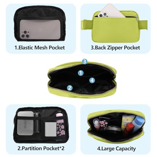 VOROLO Fanny Pack For Women And Men Crossbody Bag Belt Bag Grass Green | Adjustable Strap Graduation Gifts Lightweight Travel Running - color: Grass Green