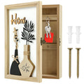 Hidden Key Holder for Wall - Wooden Key Box Wall Mount Decorative Cabinet with 6 Hooks, Rustic Beige Wood Keychain Organizer, Access Card Hangers Rack Storage for Home Entryway Hallway Office Decor