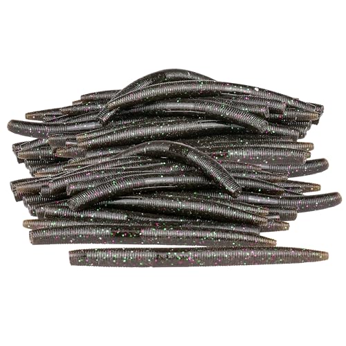 Soft Fishing Worm 100PCS, 3/4/5/6" Mega Value Pack Senko Style Soft Lures for Bass, Plastic Worm Stick Baits, Multicolor, Cost-Effective Fishing Gift - color: Bama Bug, size: 5"