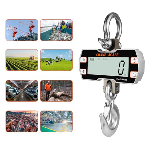 Hyindoor 2000kg 4400lb Crane Scale, 2 Ton Digital Hanging Scale with Remote, Industrial Heavy Duty Electronic Crane Scale - size: 2000kg/4400lb