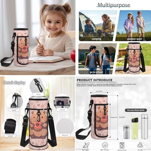 4 PCS Backpack for Kids Elementary Student Capybara Backpacks with Insulated Lunch Box Pencil Case Water Bottle Holder Carrier Bag Pink - color: Capybara Pink