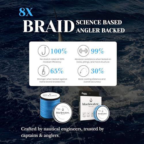 Blackwater Braid 8X Braided Fishing Line – Smooth, Strong UHMWPE Fiber – Abrasion Resistant, Zero Stretch – for Saltwater & Freshwater - color: High Vis Yellow, size: 8LB (500 Yards)
