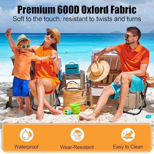Kikerike Backpack Stool Cooler Chair Heavy Duty 300 LBS Max Load Portable Lightweight Stool Backpack Folding Fishing Cooler Seat for Camping Hunting Fishing - Sand - color: Sand