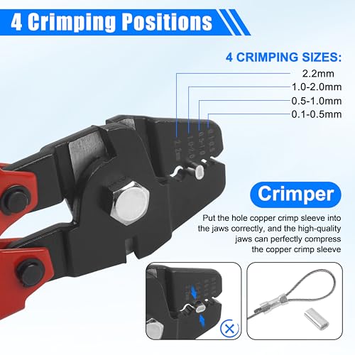 Fishing Crimping Tool Kit Fishing Crimping Pliers Stainless Steel Wire Crimping Tool with 500pcs Crimp Sleeves Set, 4 Size Crimp Sleeves Fishing Tackle Pliers - color: High-carbon Steel Crimper