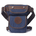 Canvas Waist Pack Drop Leg Bag for Men, Blue | Fanny Pouch, Tactical, Hiking Travel, Outdoor Climbing, Motorcycle Bike Rider Cycling - color: Blue