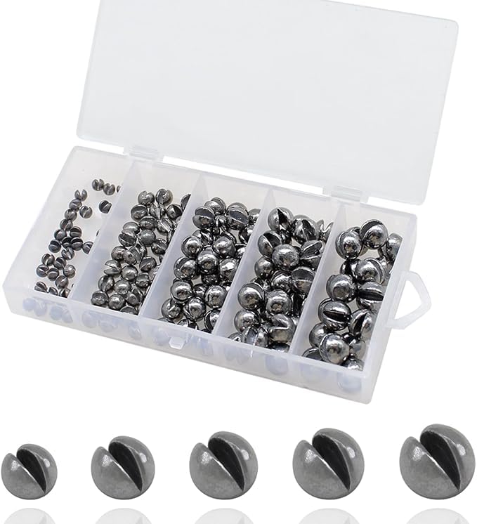 250/150pcs Split Shot Fishing Sinkers, Fishing Weights Sinkers Open Mouth Design Weights Clip Freshwater Saltwater Fishing Accessories - style: 150pcs Round